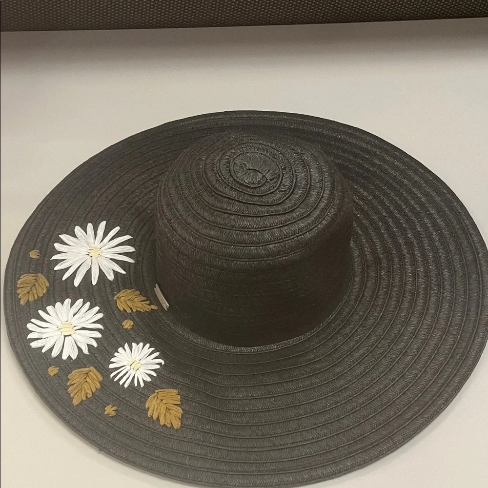 Coal Chic Black NWT Women's Hat with Floral Accents